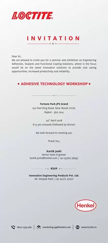 Adhesive Technology Workshop - April 24, 2018 - Rajkot 1 Blog 2
